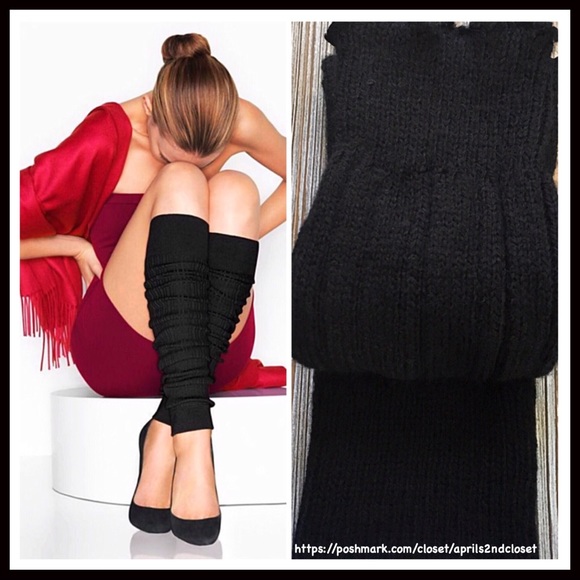 LUXE BLACK LEG WARMERS TALL KNIT BOOT COVERS - Picture 6 of 8